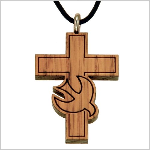 32B - Cruz de madera, paloma