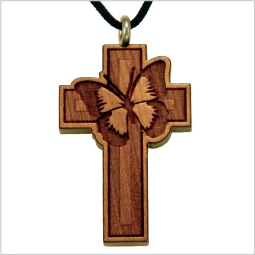 65C - Cruz de madera,  mariposa