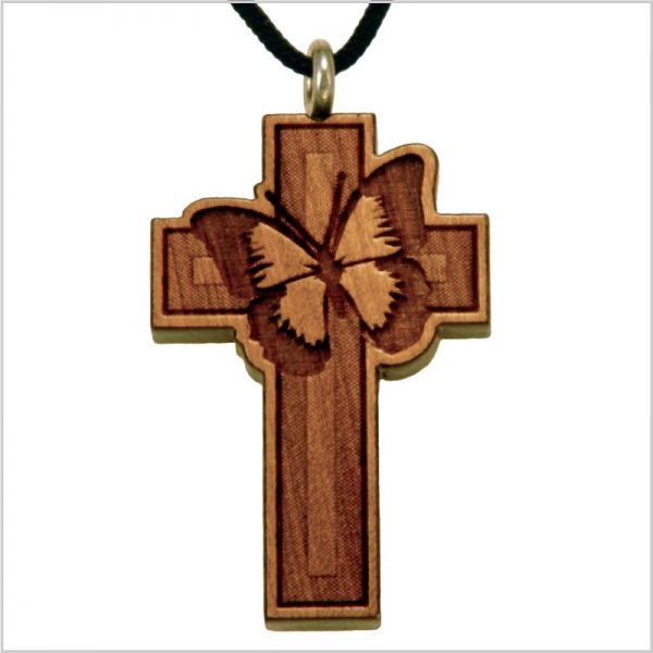 65C - Cruz de madera,  mariposa